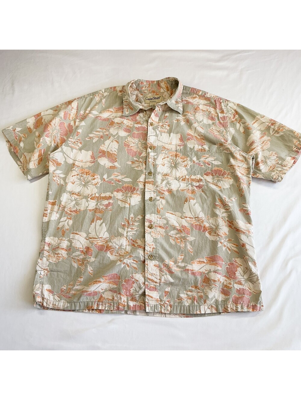 Cooke Street Honolulu Vintage Hawaiian Shirt Floral Cotton Button-Up Large L